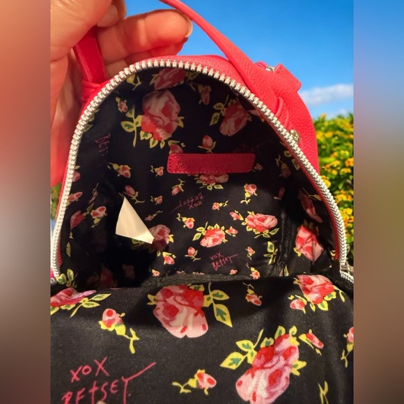 Betsey Johnson Hot Pink Mini Dog Floral Interior Backpack approx 9”x 6.5”x 3.5” - Picture 13 of 15